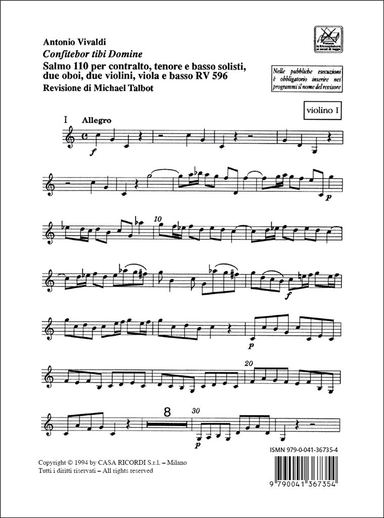 Confitebor Tibi Domine. Salmo 110 Rv 596